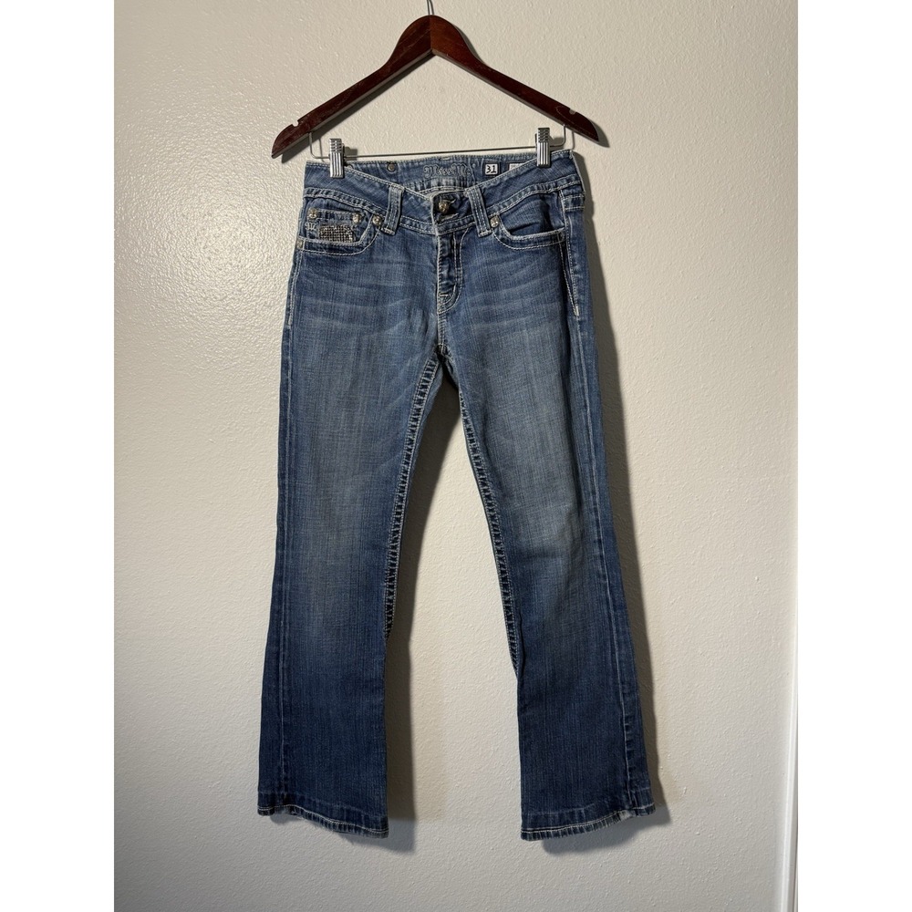 Miss Me Mid-rise Easy Boot Jeans Women's Size‎ 31 Stretch Embellished Bling Y2K